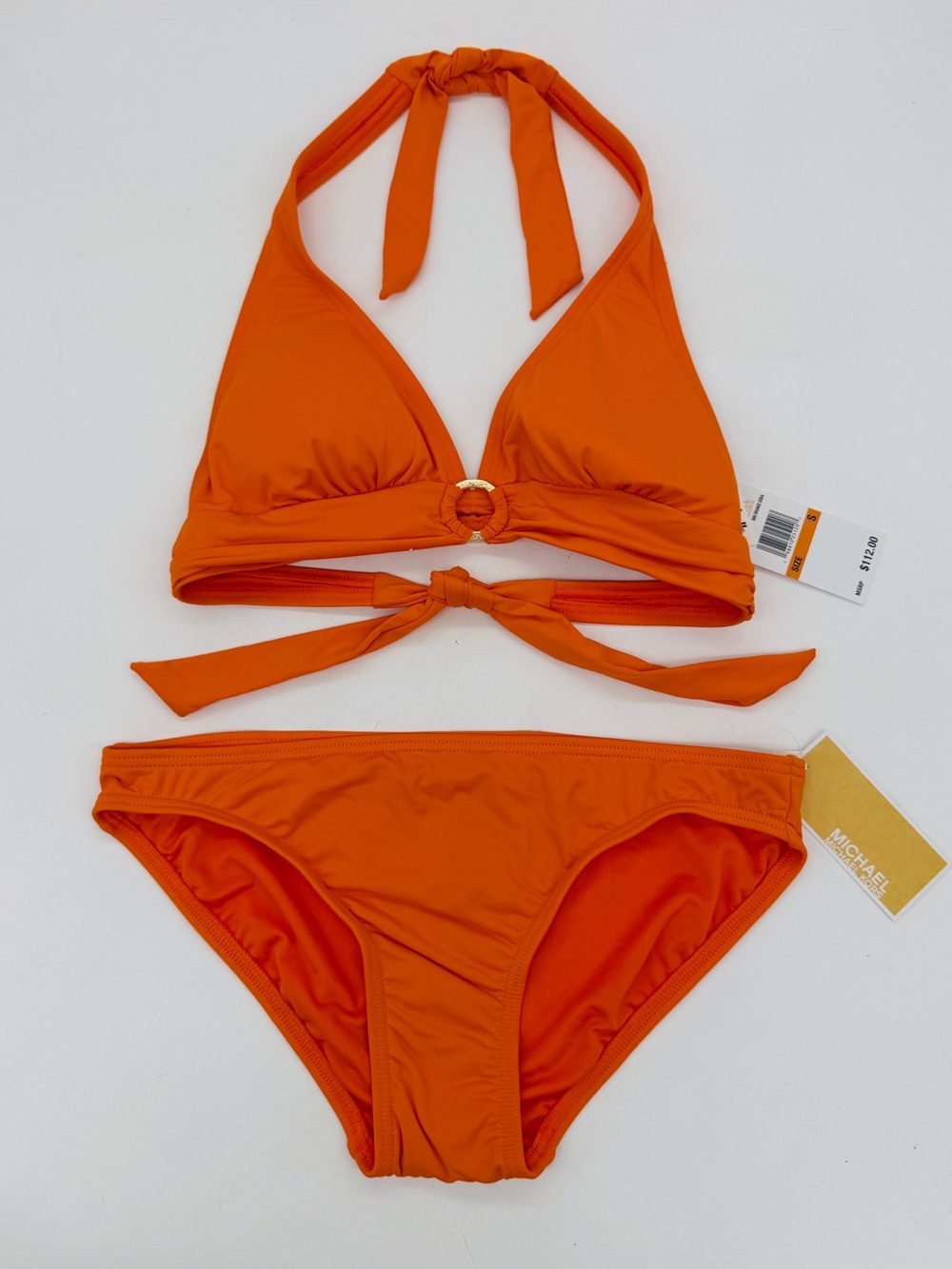 Michael Kors 2 Piece Bikini Swimsuit Halter With Logo Ring